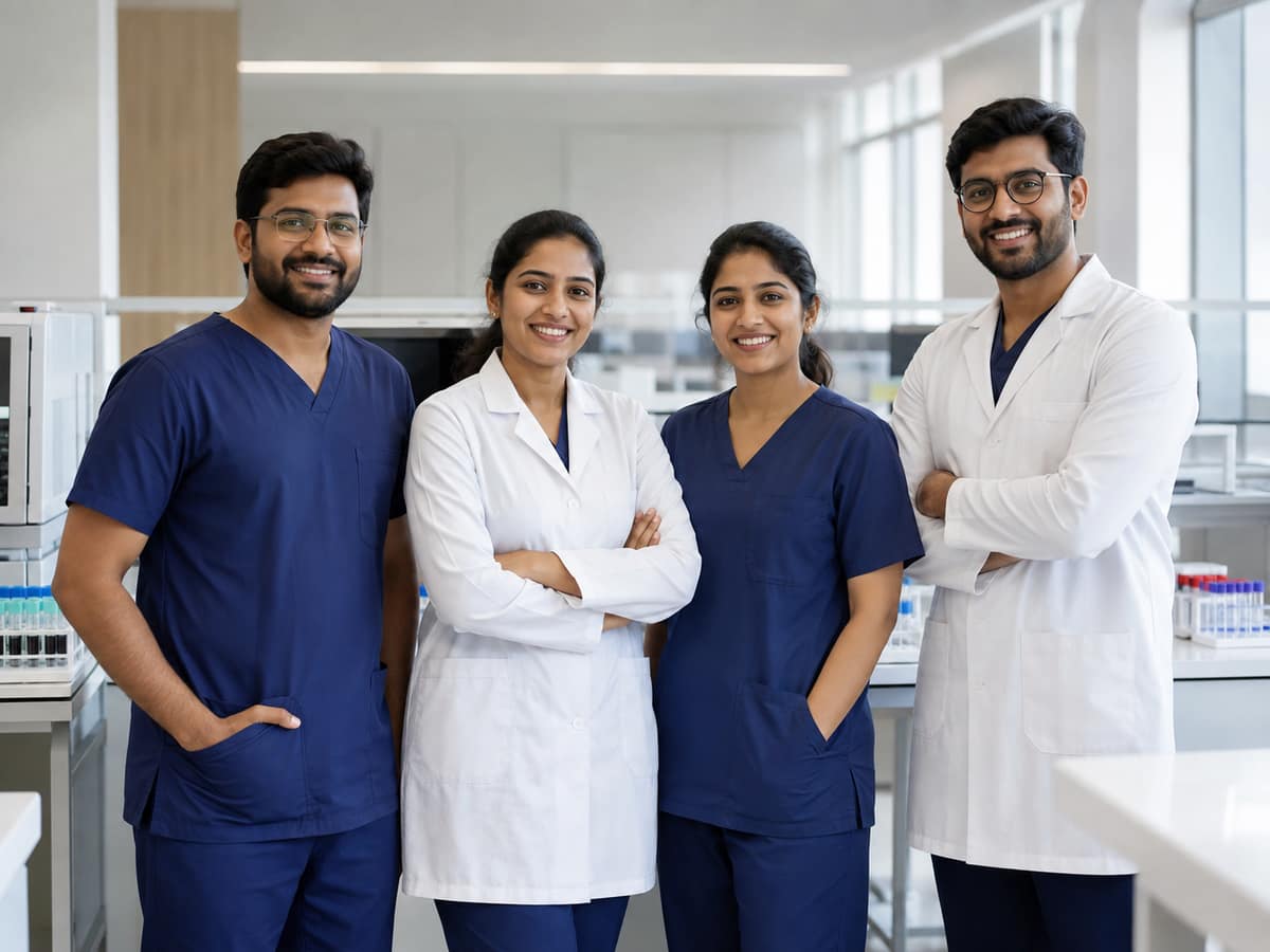 A diagnostics laboratory team at work